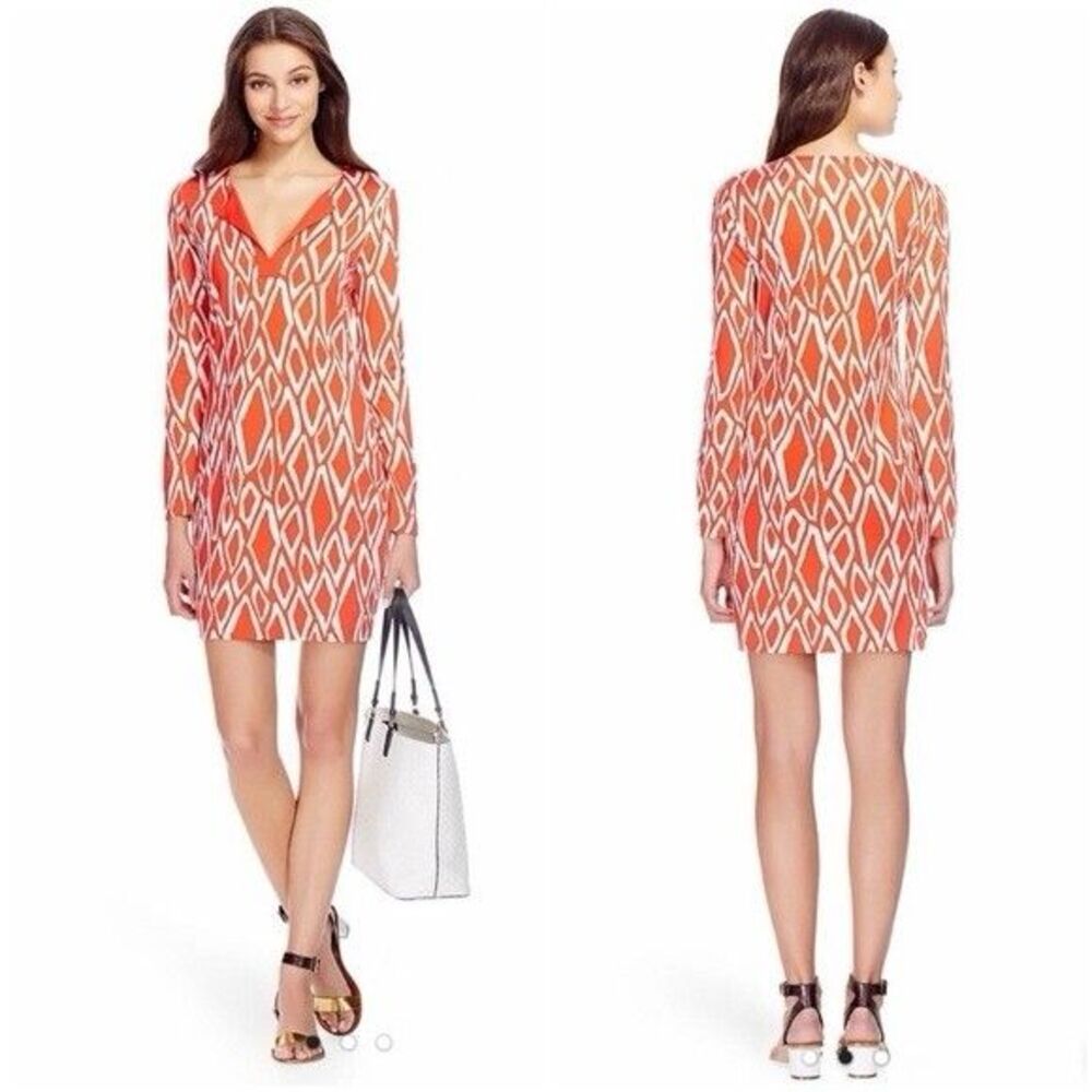 Diane Von Furstenberg “Reina” Printed Mini Silk Dress Size 10 in Red and White